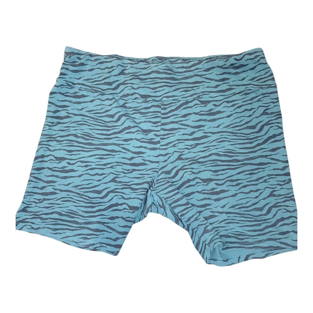 Ava & Viv Biker Shorts Women 2X Blue Gray Tiger Stripe Animal Print High Waisted